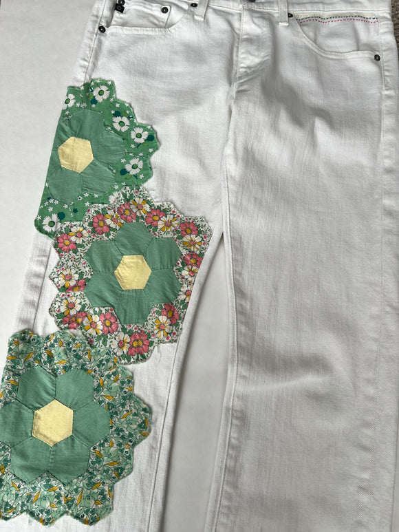 White Jeans with Quilt Blocks
