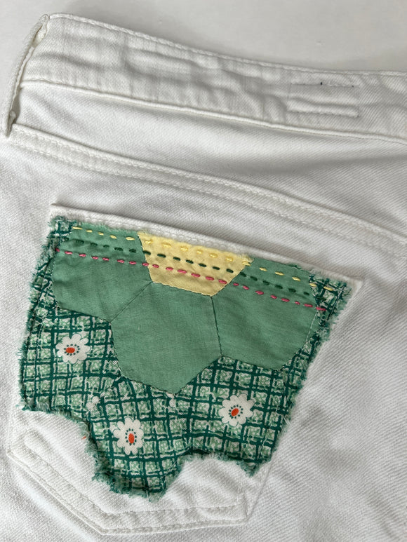 White Jeans with Quilt Blocks