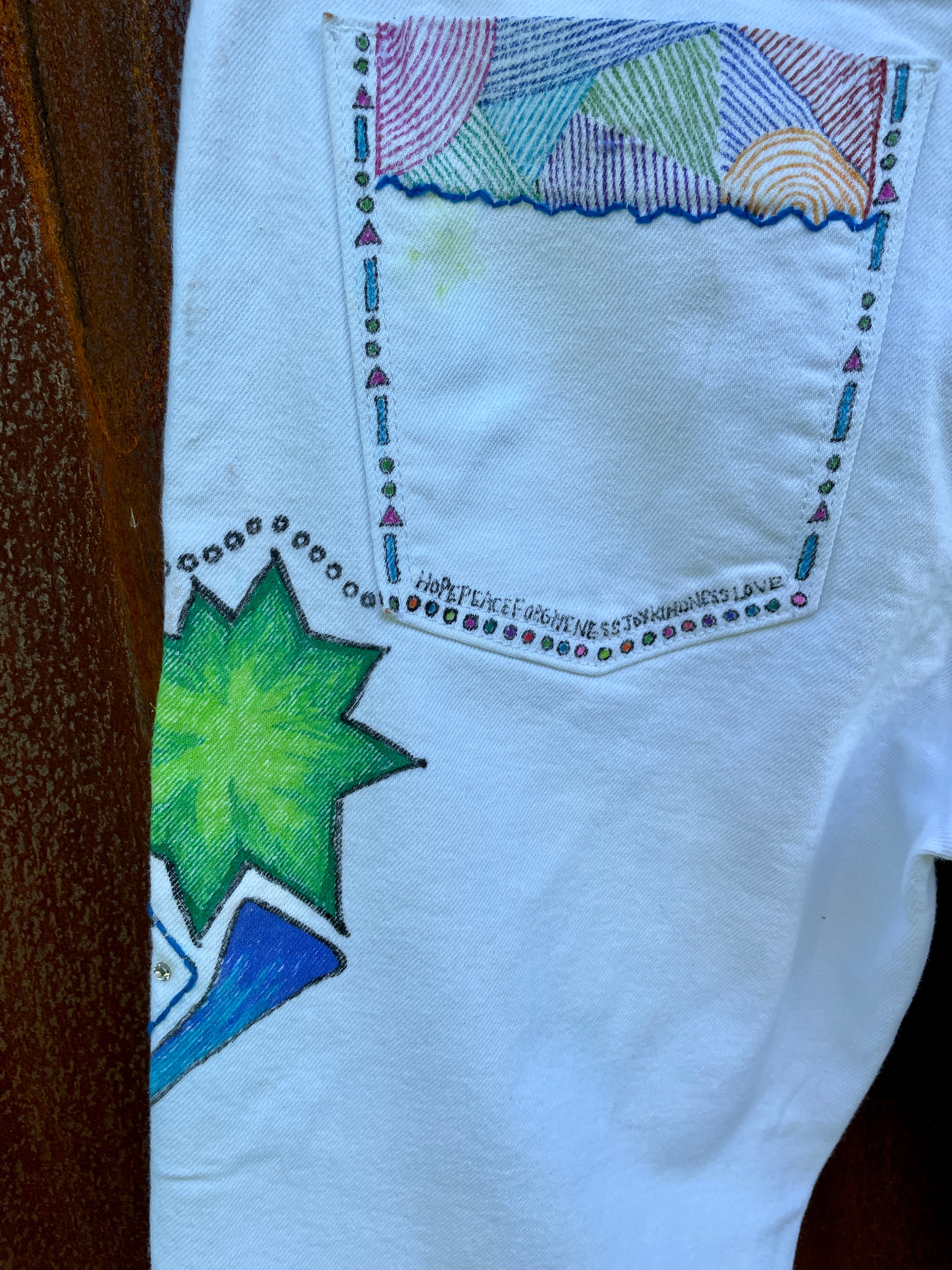 White Denim Embellished Pants