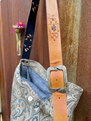 Purse - Grey/Blue Paisley with Beaded Strap-6