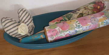 Floral Decorative Rolling Pin-Turquoise Handles